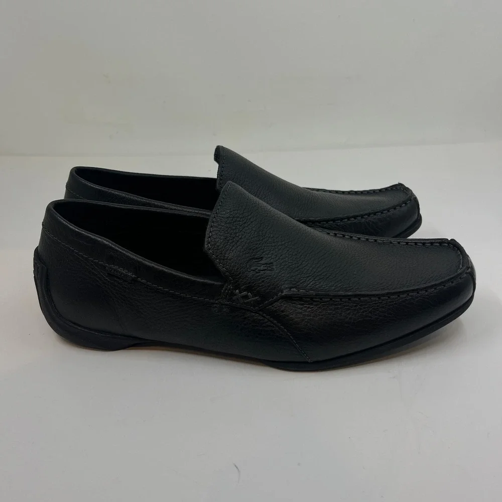 Lacoste Argon Lexi 2 Mens 10.5 Black Leather Slip On Loafer‎ Driving Shoes